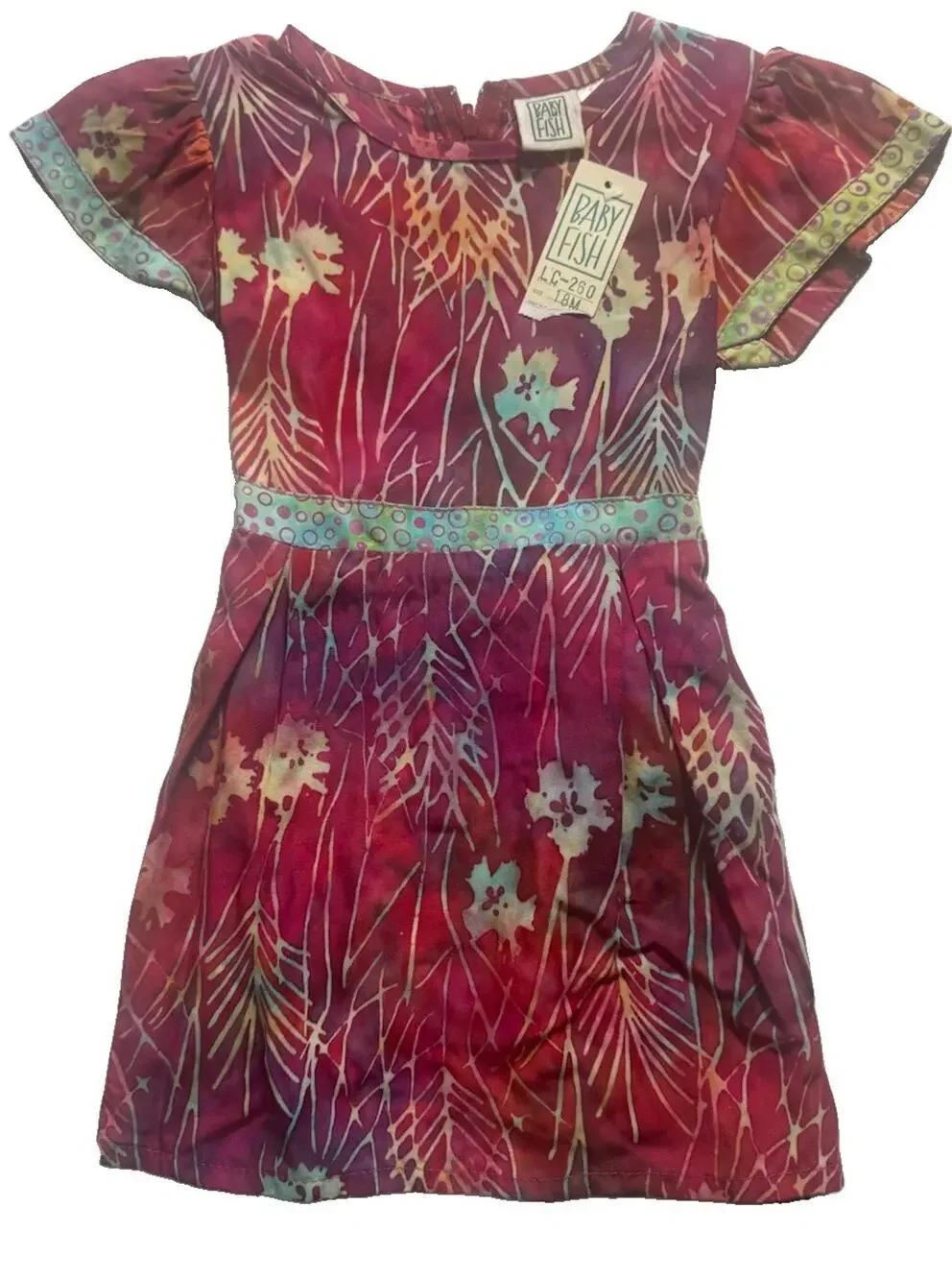 Baby Fish 2Pc Dress & Bloomers Set 18M Batik Cotton Tie Back NWT Handmade